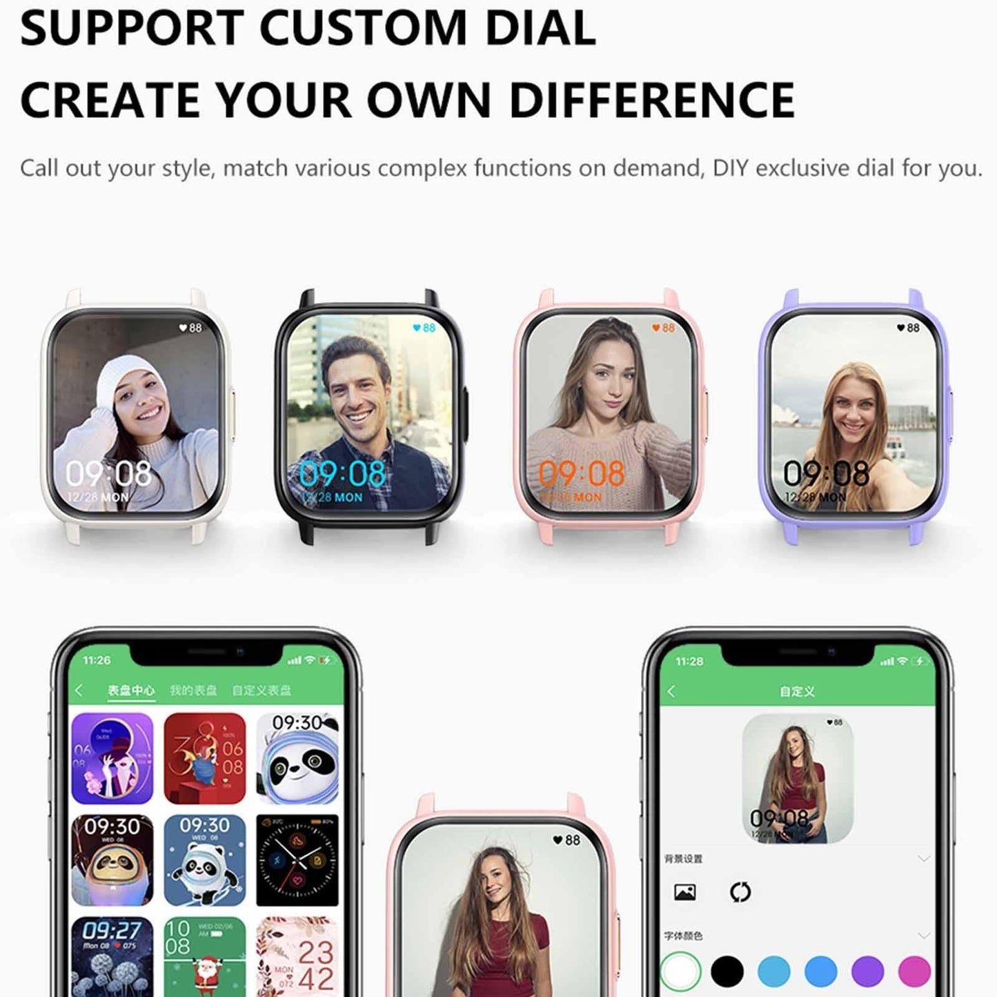 1.83 Inch Bt5.2 Smart Sport Watch Support Bluetooth Call / Sleep / Blood Sugar / Blood Oxygen / Temperature / Heart Rate / Blood Pressure Health Monitor - Pink