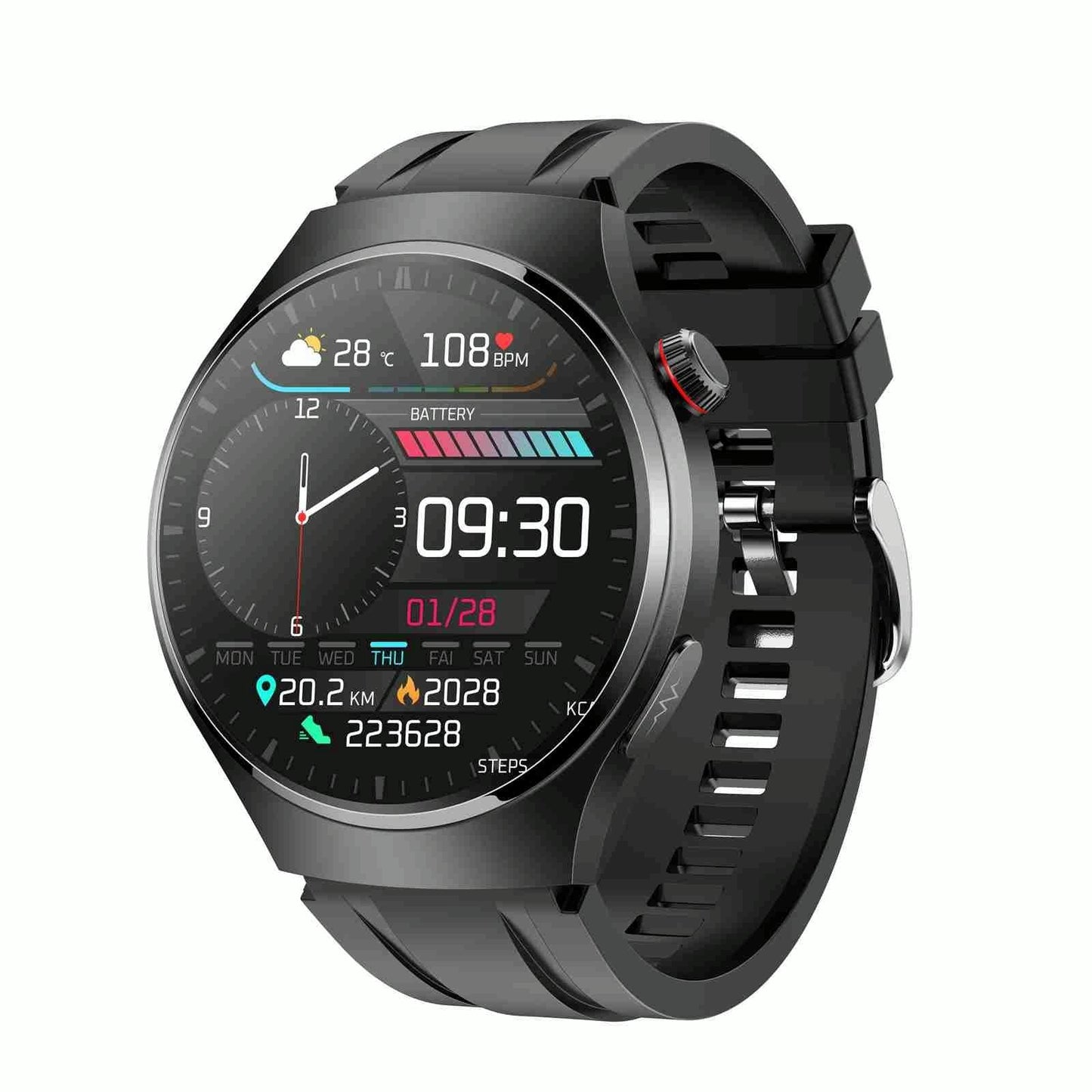 1.43 Inch Amoled Ip67 Smart Call Watch Support Ecg / Body Temperature / Blood Glucose Monitoring - Silver