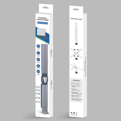 Versatile Laptop Docking Stand with Enhanced Cooling and Folding Design - Gray