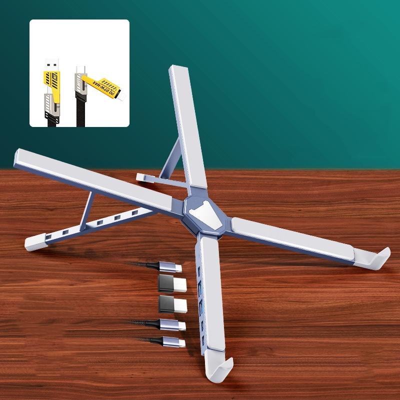 Versatile Laptop Docking Stand with Enhanced Cooling and Folding Design - Gray