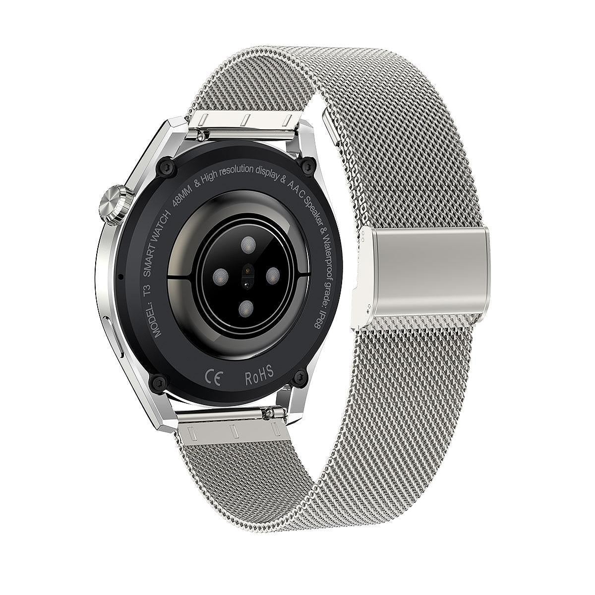 Waterproof Steel Smartwatch With Colour Screen - Ip68 - Silver