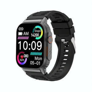 2.01 Inch Waterproof Smart Watch With Bluetooth Call & Health Tracking - Black