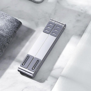 Foldable Aluminum 3-in-1 Phone Tablet Stand - Portable Storage - Silver