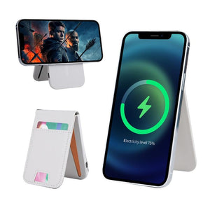 3 In 1 Magnetic Wireless Charger With Card Holder And Phone Bracket - Beige