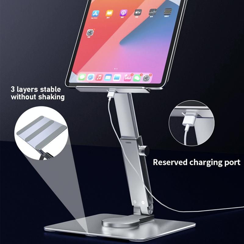 Portable Telescopic Desktop Phone Stand - Foldable & Rotating - Deep Grey