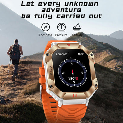 2.0 Inch Bt5.1 Ip67 Sport Smart Watch Support Bluetooth Call / Sleep / Blood Oxygen / Heart Rate / Blood Pressure Health Monitor - White + Camouflage