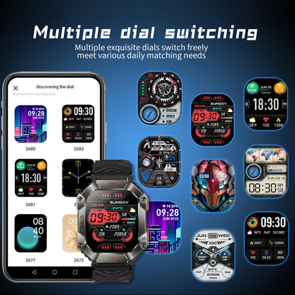 2.0 Inch Bt5.1 Ip67 Sport Smart Watch Support Bluetooth Call / Sleep / Blood Oxygen / Heart Rate / Blood Pressure Health Monitor - White + Camouflage