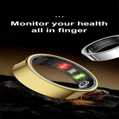 Smart Ring With Heart Rate Blood Oxygen Sleep Monitoring & Sports Modes - Size 10 - Gold