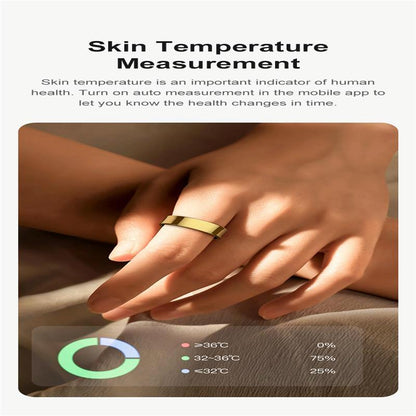 Smart Ring With Heart Rate Blood Oxygen Sleep Monitoring & Sports Modes - Size 10 - Gold