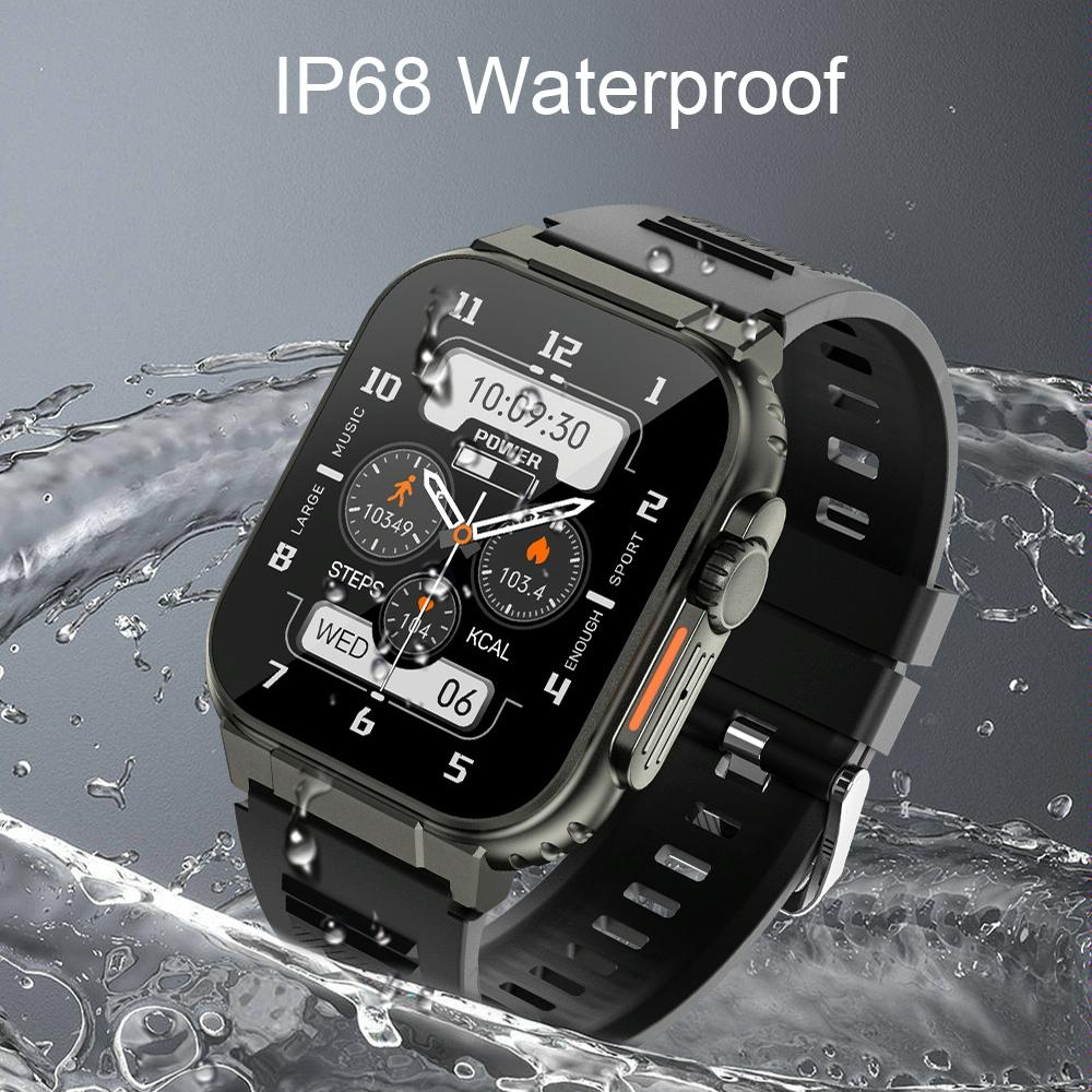 Ip68 Waterproof Bluetooth Smart Watch Health Monitor - Orange