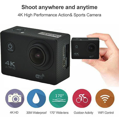 Waterproof 4k Action Camera for Cycling and Diving - Blue