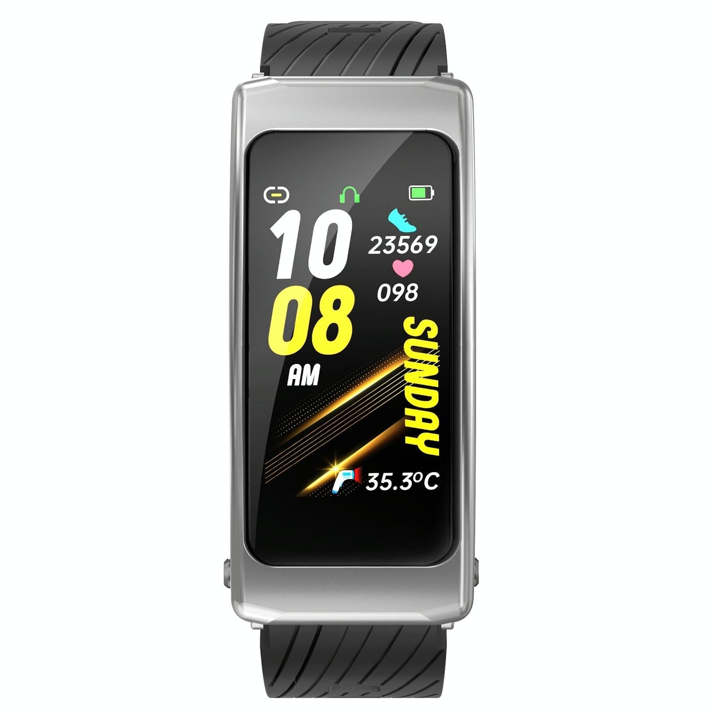 1.14 Inch Silicone Band Earphone Detachable Life Waterproof Smart Watch Support Bluetooth Call - Black Red