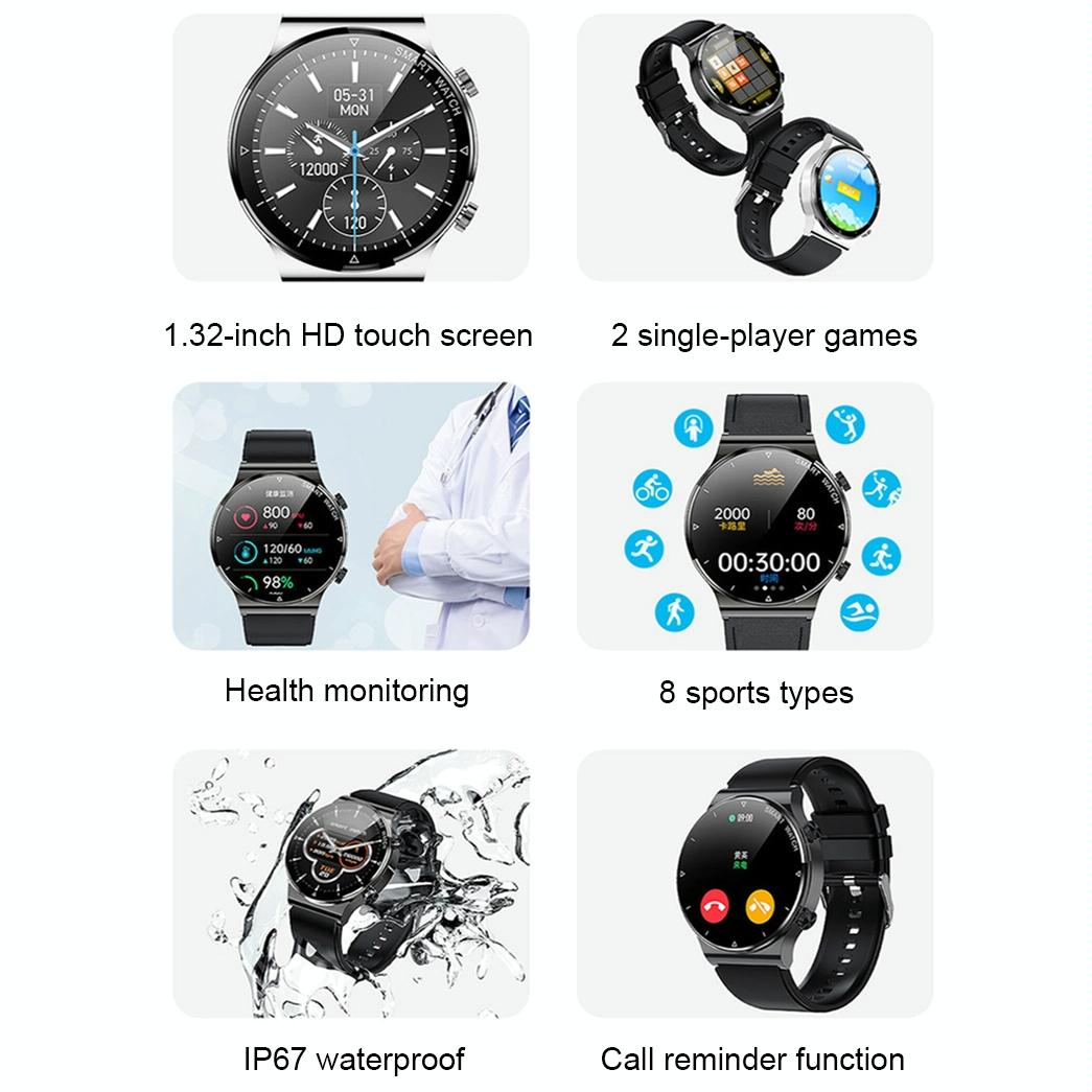 1.32 Inch Heart Rate Sleep Monitoring Smart Watch - Silver Silicone
