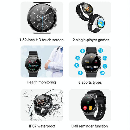 1.32 Inch Heart Rate Sleep Monitoring Smart Watch - Silver Silicone