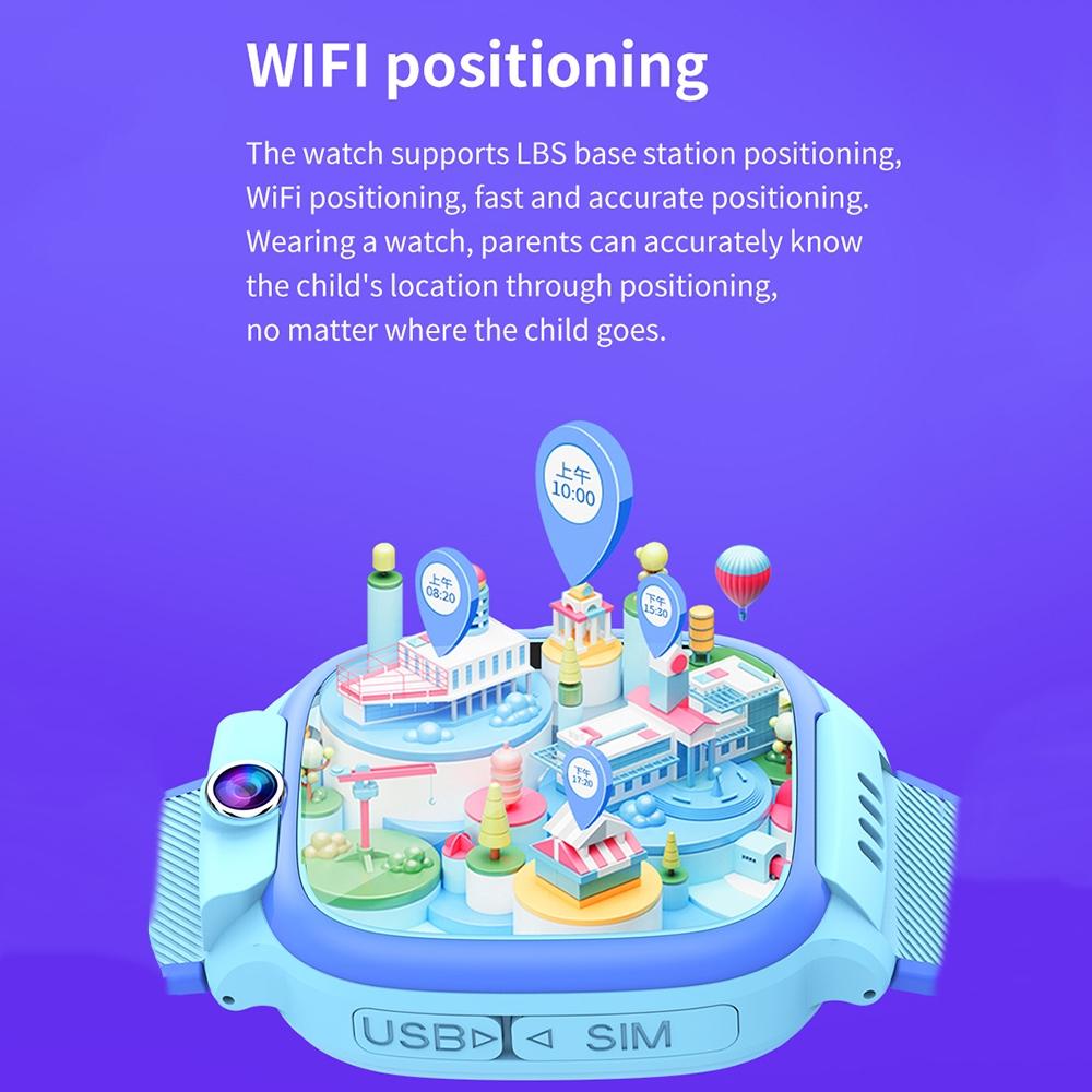 1.44 Inch 4G Video Call Waterproof Smart Children Phone Watch With Sos Function - Blue