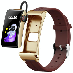 1.5 Inch Silicone Band Earphone Detachable Ip68 Waterproof Smart Watch Support Bluetooth Call - Red