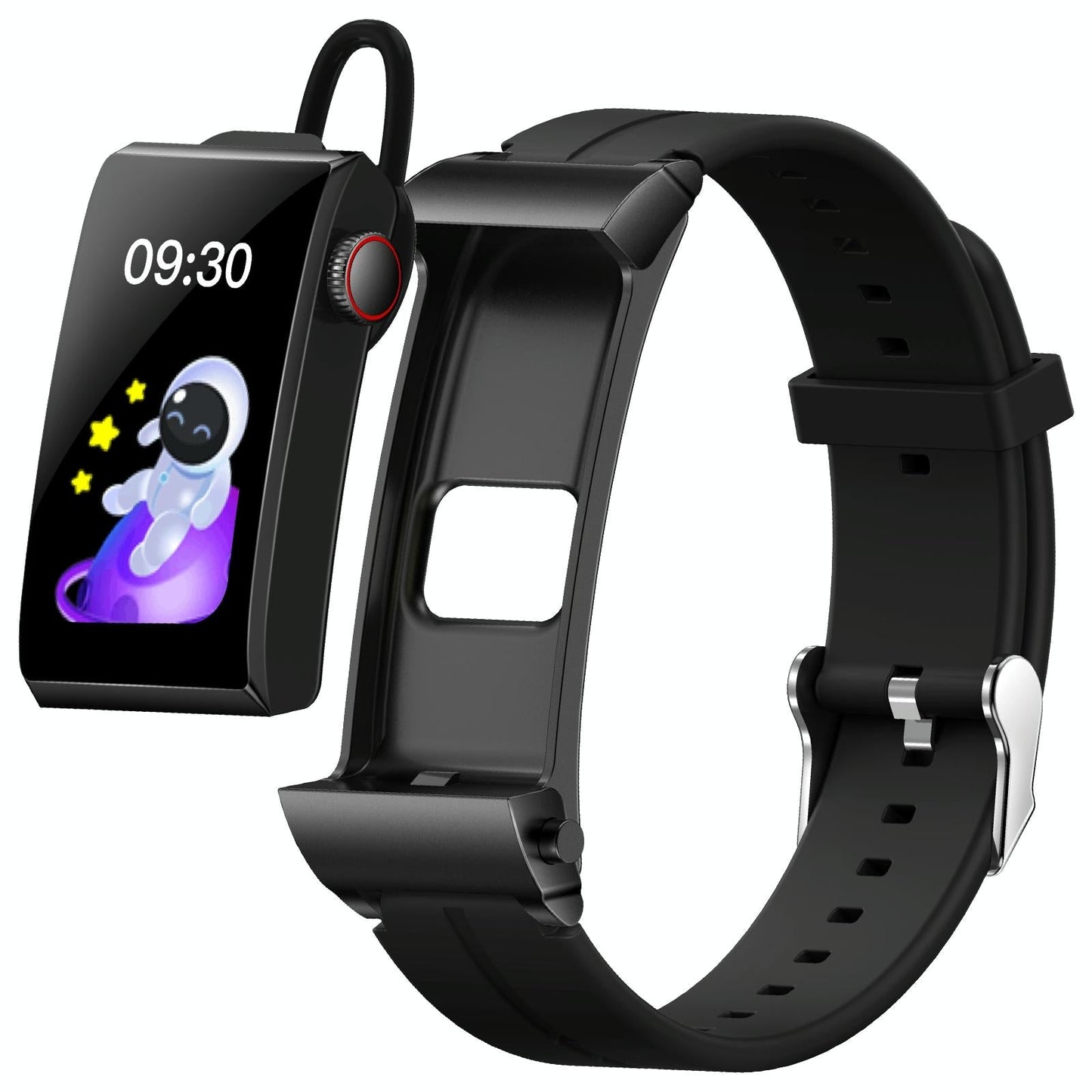 1.5 Inch Silicone Band Earphone Detachable Ip68 Waterproof Smart Watch Support Bluetooth Call - Red