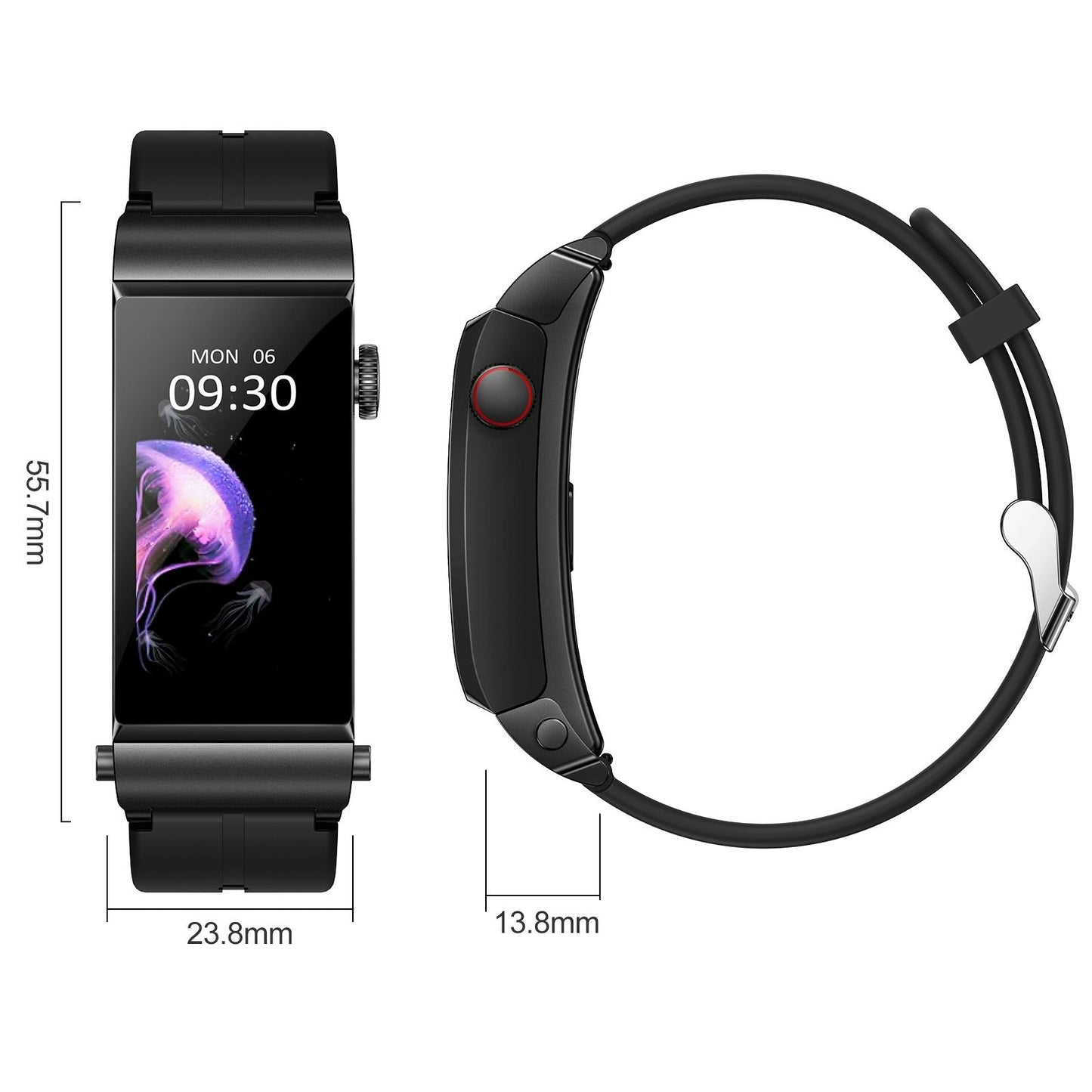 1.5 Inch Silicone Band Earphone Detachable Ip68 Waterproof Smart Watch Support Bluetooth Call - Red
