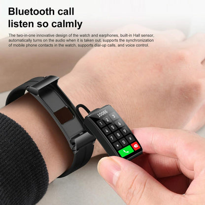 1.5 Inch Silicone Band Earphone Detachable Ip68 Waterproof Smart Watch Support Bluetooth Call - Red