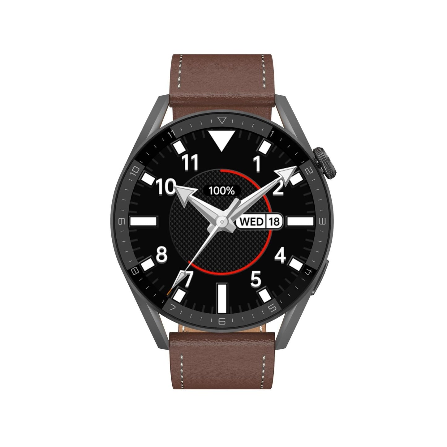 Smart Leather Watch With Colour Screen - Silver