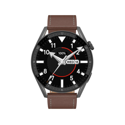 Smart Leather Watch With Colour Screen - Silver