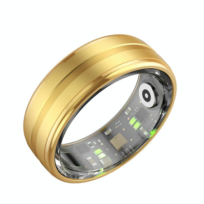 Smart Ring With Heart Rate Blood Oxygen Sleep Monitoring & Sports Modes - Size 9 - Gold