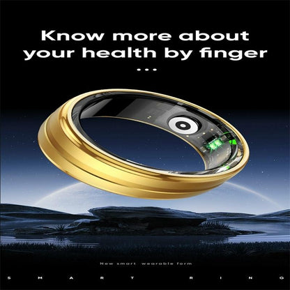 Smart Ring With Heart Rate Blood Oxygen Sleep Monitoring & Sports Modes - Size 9 - Gold
