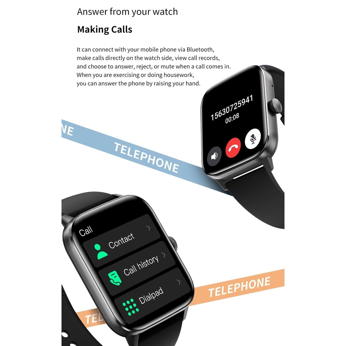 1.91 Inch Bt5.2 Smart Sport Watch Support Sleep / Heart Rate / Blood Oxygen / Temperature / Blood Pressure Health Monitor - Black