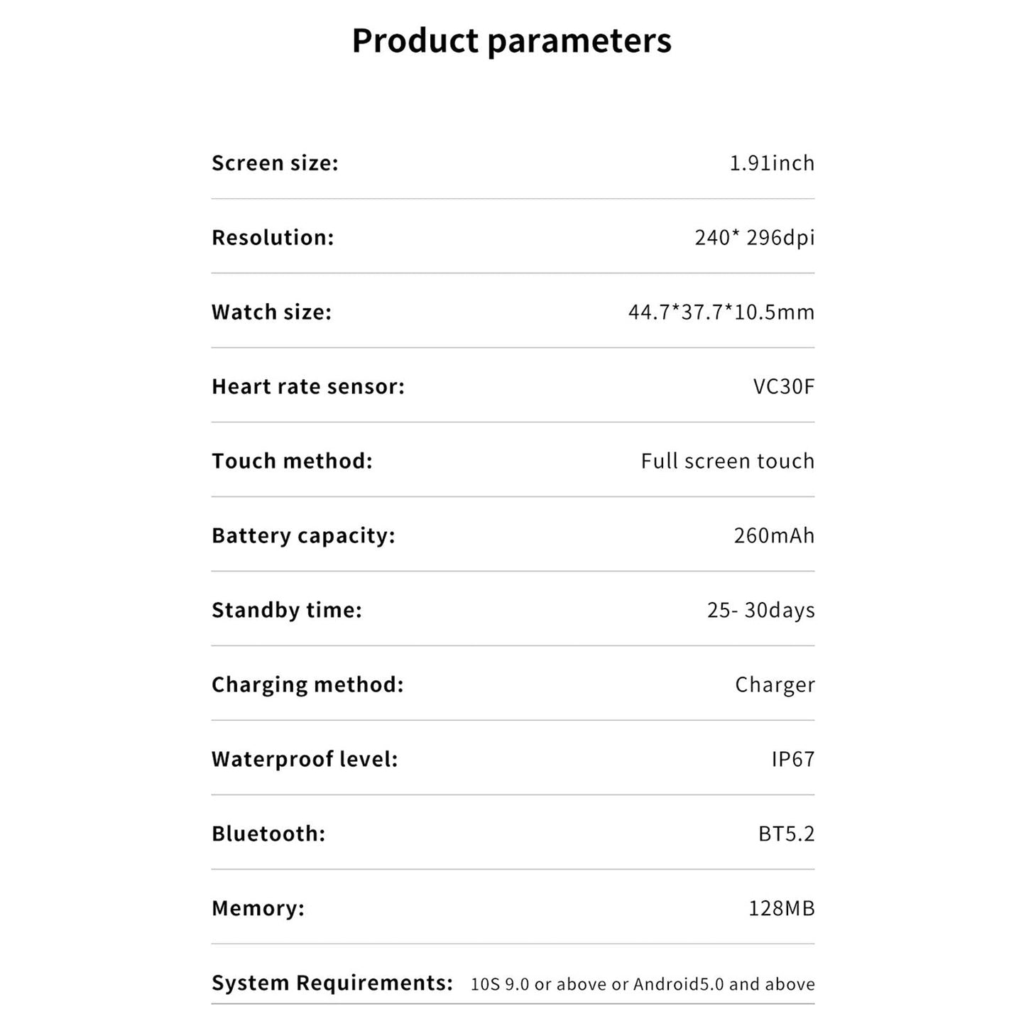 1.91 Inch Bt5.2 Smart Sport Watch Support Sleep / Heart Rate / Blood Oxygen / Temperature / Blood Pressure Health Monitor - Black