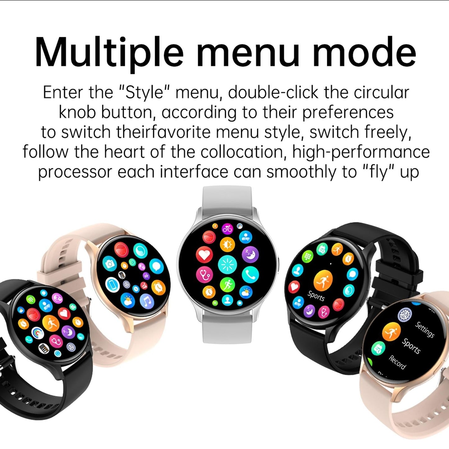 1.43 Inch Bt5.0 Ip67 Sport Smart Watch Support Bluetooth Call / Message Notification / Heart Rate / Blood Pressure Health Monitor - Silver