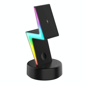 3 In 1 Rgb Light Magnetic Phone Holder With Wireless Charging - Black