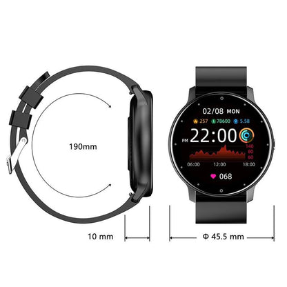 Smart Heart Rate Blood Pressure Oxygen Monitoring Sports Pedometer Wireless Bluetooth Watch - Black