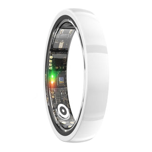 Smart Ring With Heart Rate Blood Oxygen Sleep & Sports Modes - Size 8 - White