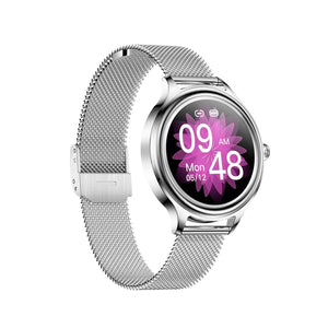1.09 Inch Hd Colour Screen Bluetooth 5.0 Ip68 Waterproof Smart Watch Sleep & Heart Rate Monitor Blood Oxygen Tracking Steel Strap - Silver