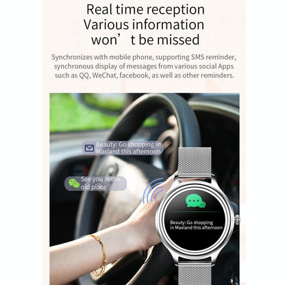 1.09 Inch Hd Colour Screen Bluetooth 5.0 Ip68 Waterproof Smart Watch Sleep & Heart Rate Monitor Blood Oxygen Tracking Steel Strap - Silver