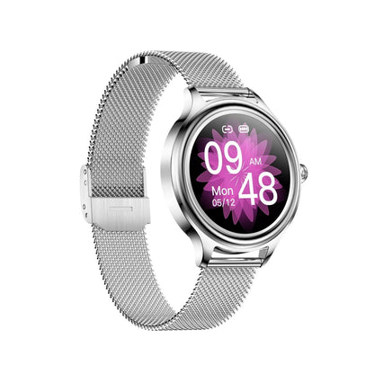 1.09 Inch Hd Colour Screen Bluetooth 5.0 Ip68 Waterproof Smart Watch Sleep & Heart Rate Monitor Blood Oxygen Tracking Steel Strap - Silver