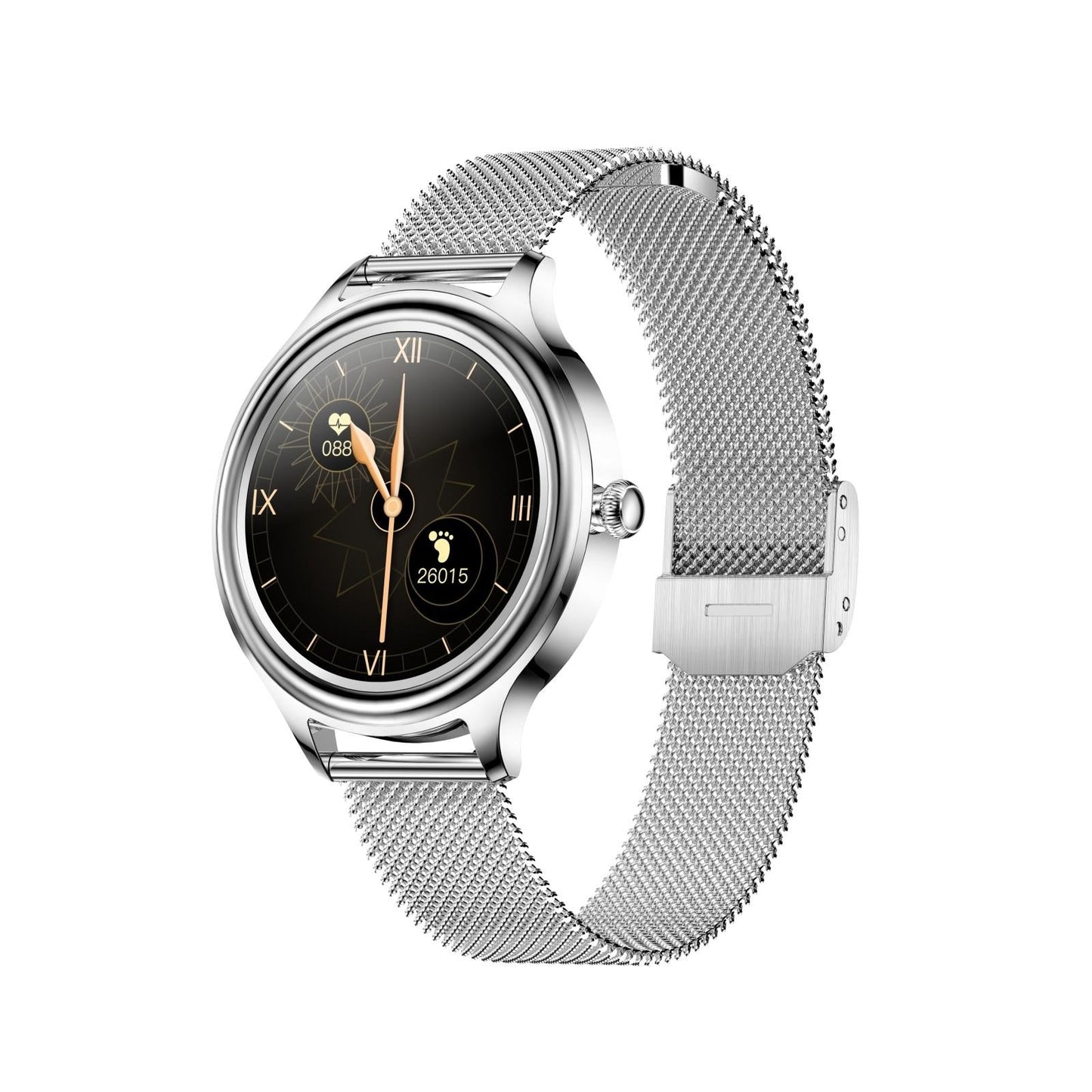 1.09 Inch Hd Colour Screen Bluetooth 5.0 Ip68 Waterproof Smart Watch Sleep & Heart Rate Monitor Blood Oxygen Tracking Steel Strap - Silver