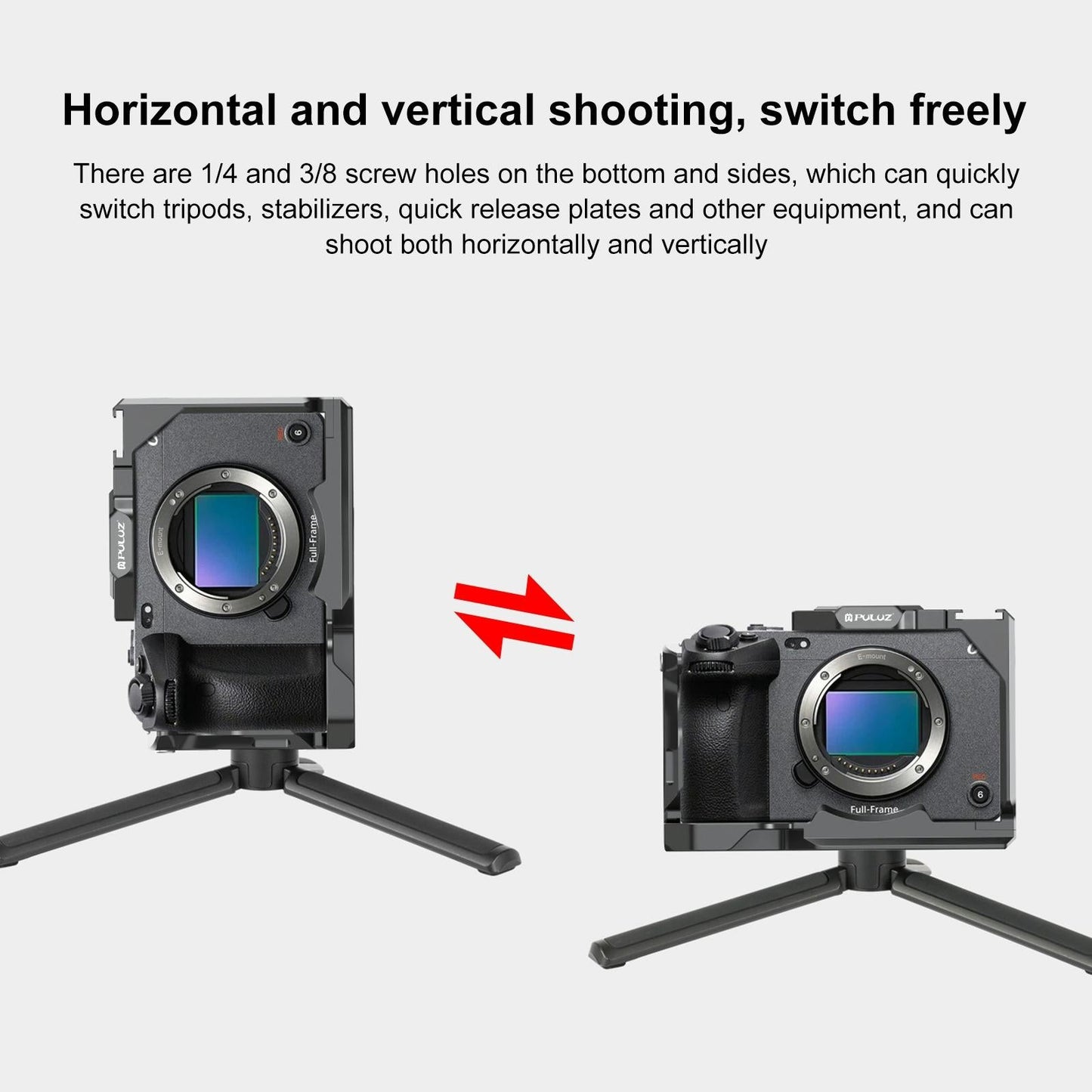 Sony Ilme-Fx30 / Fx3 Camera Cage With Nota Slider - Metal Stabilizer Rig Black