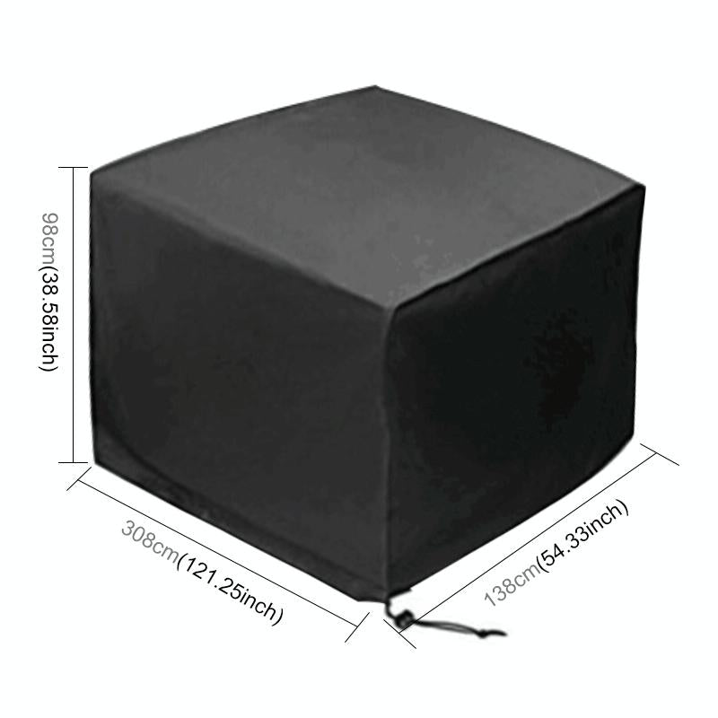 Waterproof Outdoor Furniture Cover - 210d Oxford Cloth - Dust-proof - Anti-uv - Fits Table and Chairs - 308x138x98cm - Black