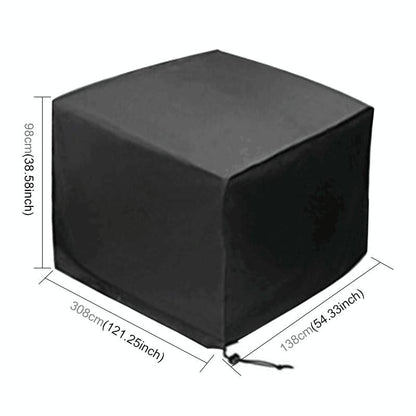 Waterproof Outdoor Furniture Cover - 210d Oxford Cloth - Dust-proof - Anti-uv - Fits Table and Chairs - 308x138x98cm - Black