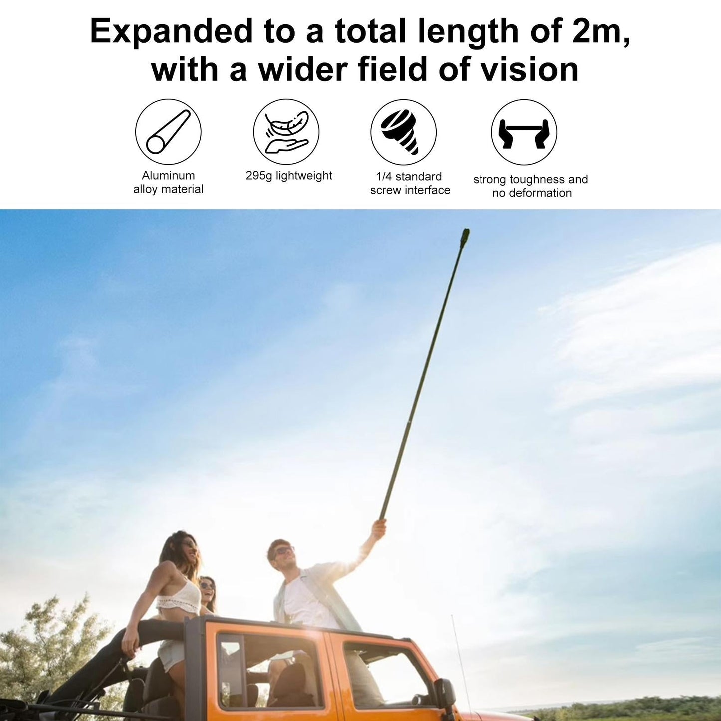 2m Extendable Selfie Stick for Insta360 one Rs X2 X3 X4