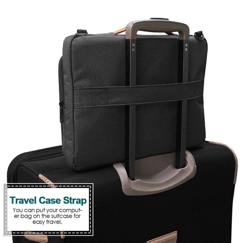 Waterproof Nylon Laptop Handbag with Trolley Strap - Fits 15-15.6 Laptops - Black