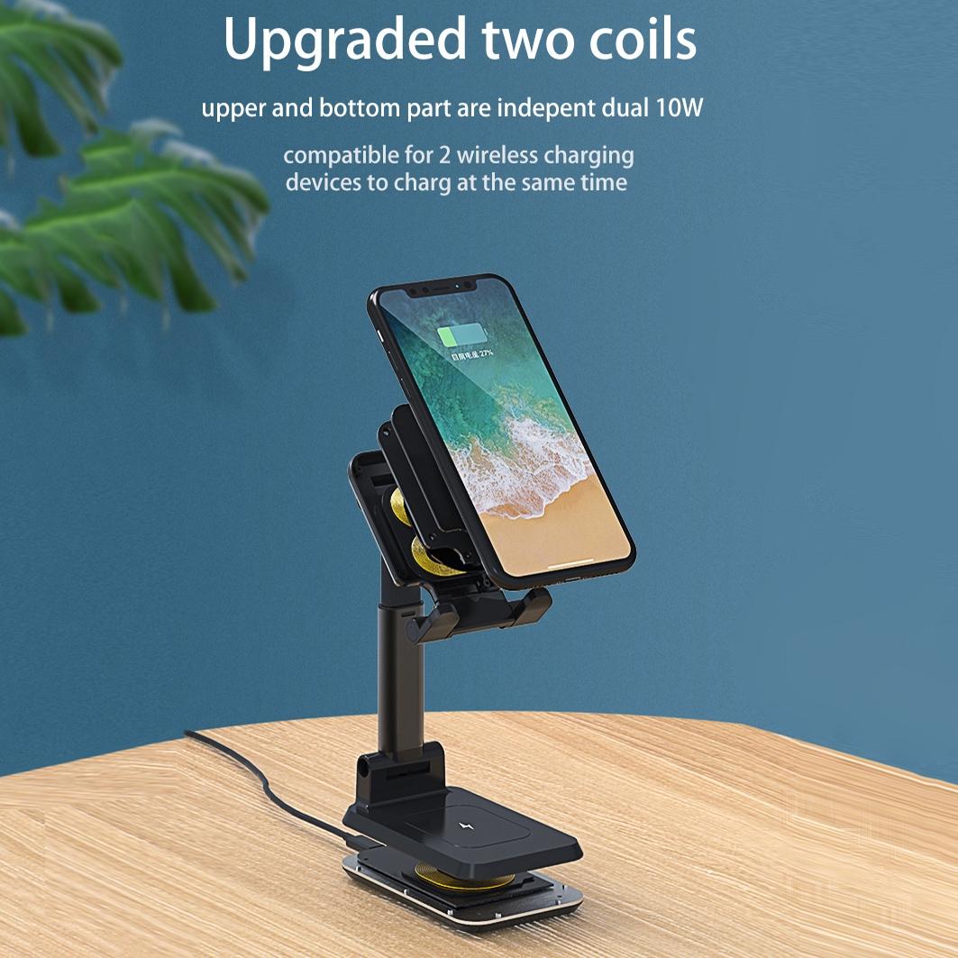 Portable 2 In 1 Wireless Charging Stand Single Charge - White