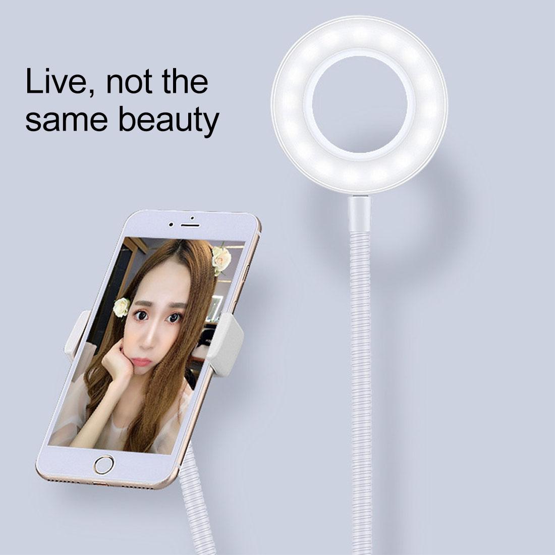Universal Cell Phone Holder with Selfie Ring Light for Studio Recording and Live Broadcast - Black