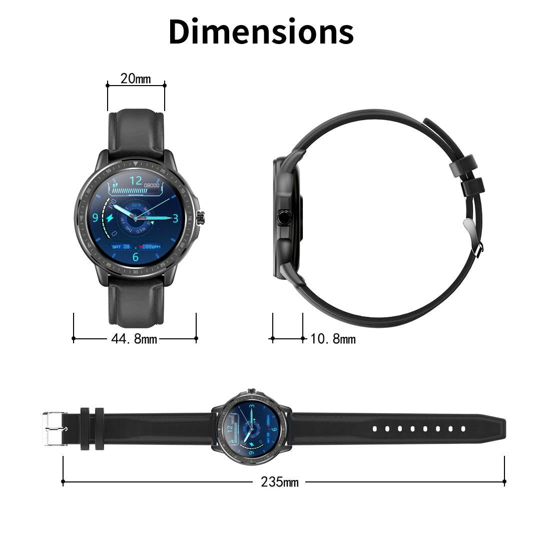 1.3 Inch Ips Colour Touch Screen Smart Watch Ip67 Waterproof Support Weather Forecast / Heart Rate Monitor / Sleep Monitor / Blood Pressure Monitoring Black