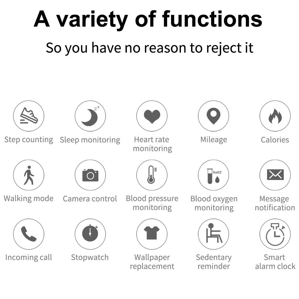 1.3 Inch Ips Colour Touch Screen Smart Watch Ip67 Waterproof Support Weather Forecast / Heart Rate Monitor / Sleep Monitor / Blood Pressure Monitoring Black