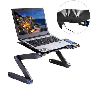 Adjustable Laptop Stand with Fans & Mouse Pad - Portable & Foldable