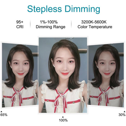 10.2 Led Ring Light with Tripod and Phone Clamp - 3 Modes Dual Colour Temperature Dimmable - Black