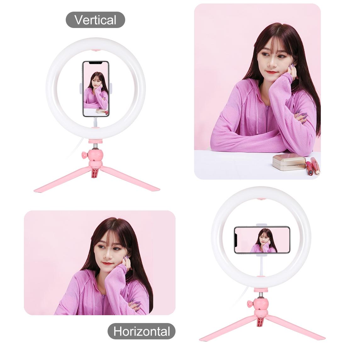 10.2 Led Ring Light with Tripod and Phone Clamp - 3 Modes Dual Colour Temperature Dimmable - Black