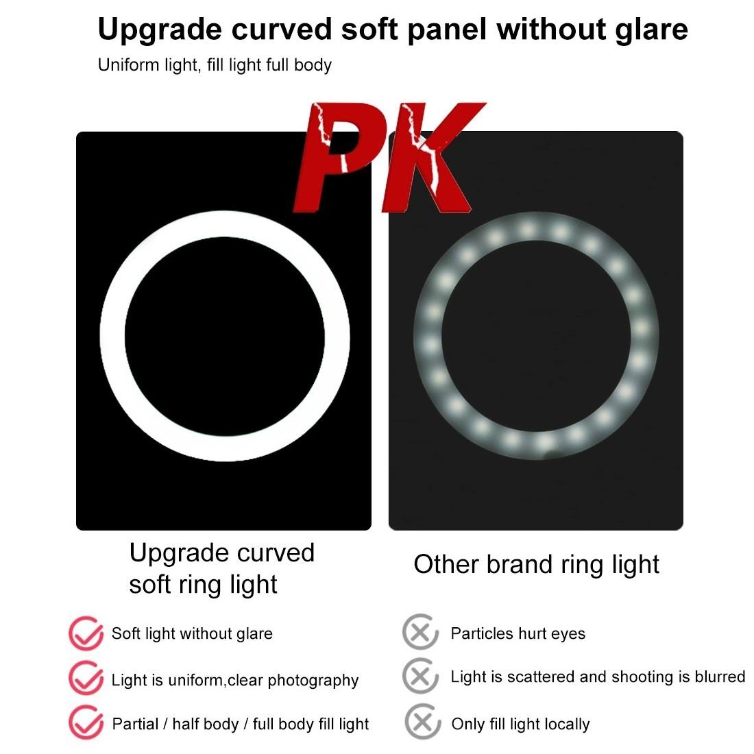 10.2 Led Ring Light with Tripod and Phone Clamp - 3 Modes Dual Colour Temperature Dimmable - Black